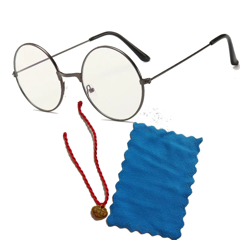 vintage round metal frame personality college style clear lens eye glasses frames blue light eye protection mobile phone game free global shipping