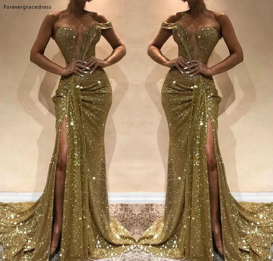 

2019 Cheap South African Long Evening Dress Dubai Sparkle Sequined Holiday Women Wear Formal Party Prom Gown Plus Size