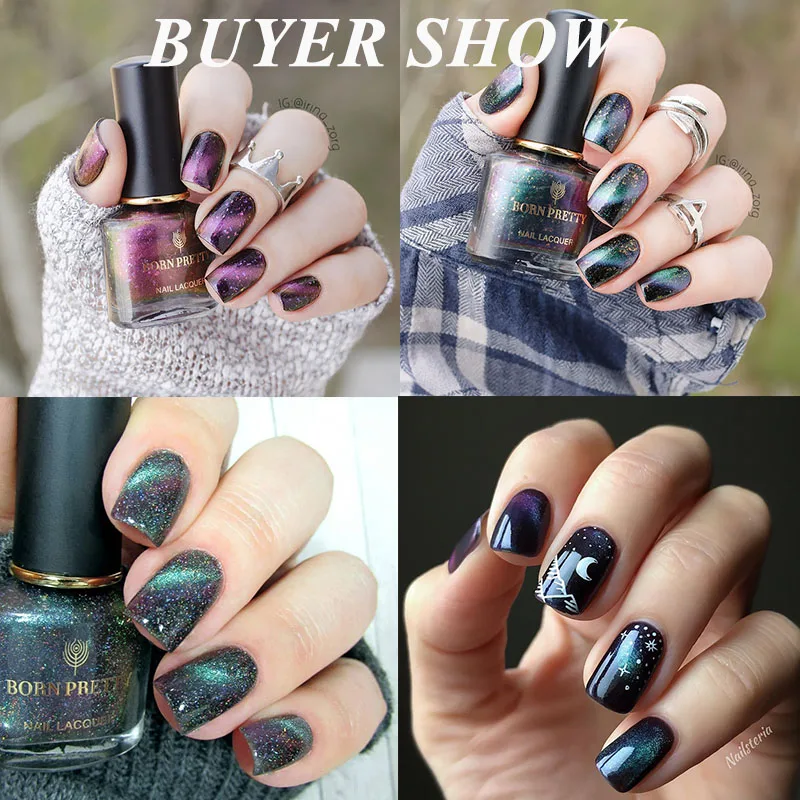 BORN PRETTY 3D магнитный лак для ногтей Auroras голографические наклейки для ногтей Блестящий Магнит лак для дизайна ногтей