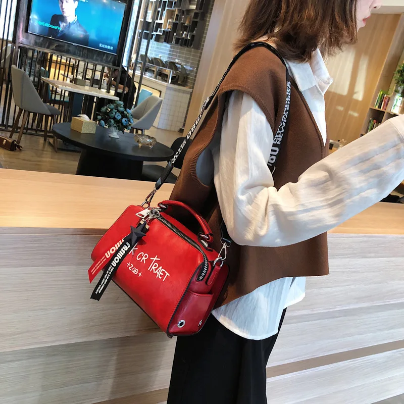 High Quality Women's Soft PU Leather Crossbody Handbags Big Size Boston Luxury Messenger Shoulder Bag Large Capacity Travel Bag