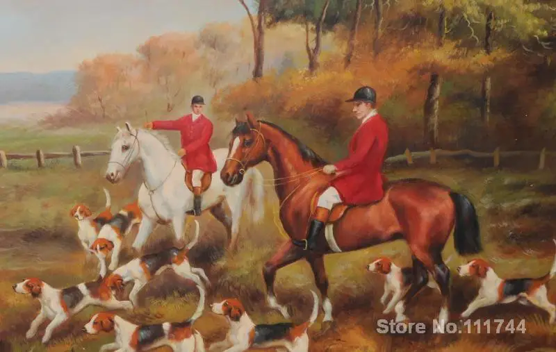 

Modern art painting Fox Hunting II Heywood Hardy hunting dogs High quality Hand painted