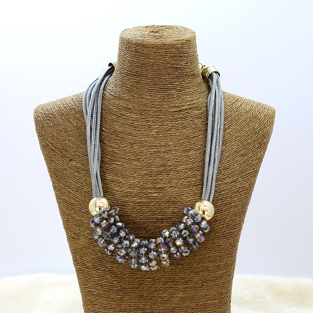 Женская цепочка на шею с стеклянными бусинами 3 цвета|ethnic jewelry|rope chainstatement necklace |