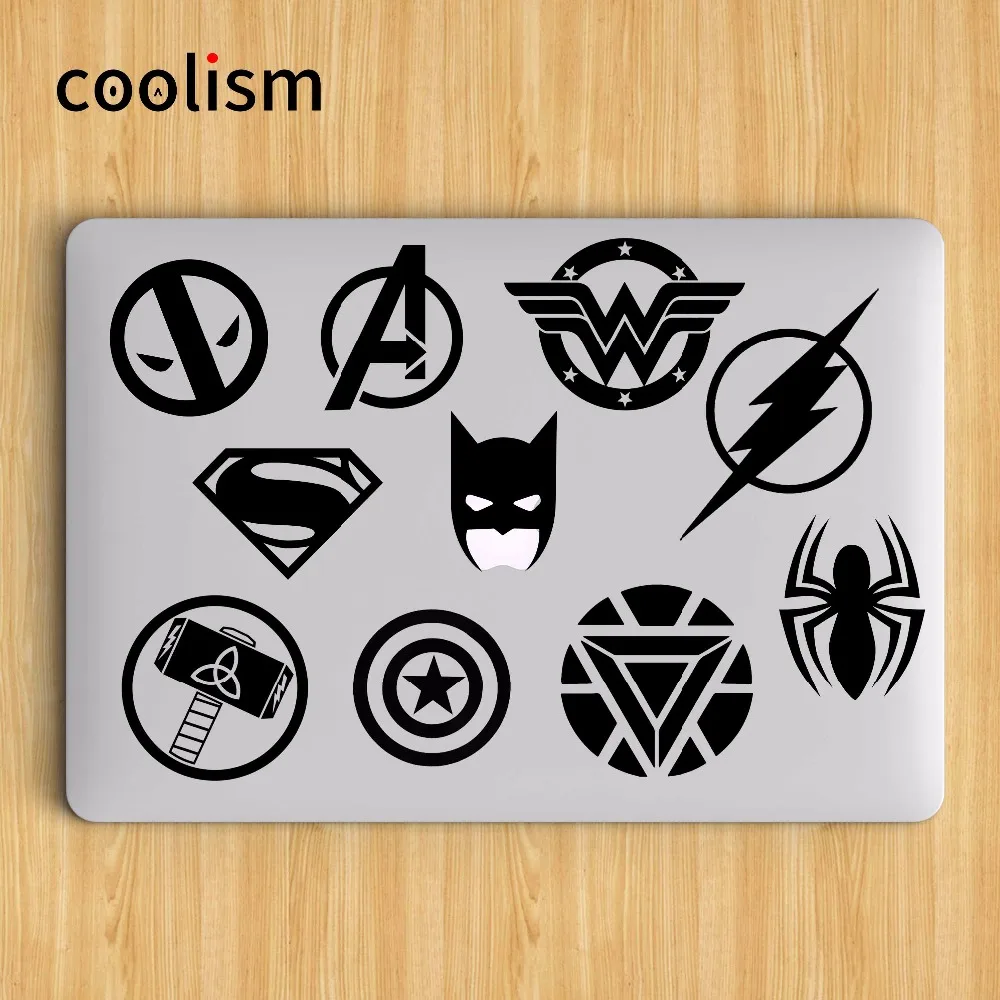Набор наклеек с логотипом Super Heros наклейка для ноутбука Бэтменом Apple MacBook Air 13 Pro | Отзывы и видеообзор