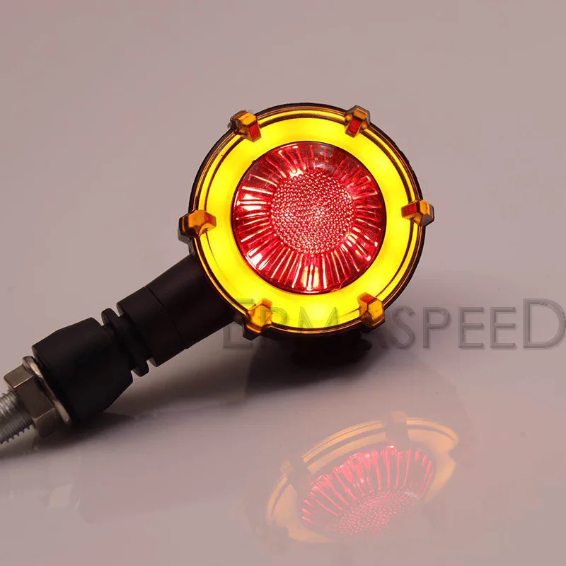 Red turn signal Пара поворотников мотоциклы последовательный стоп сигнальная лампа Watreproof тормозные огни мото светодиодный мигающий мигалки Кафе Racer огни - Цвет: Red turn signal