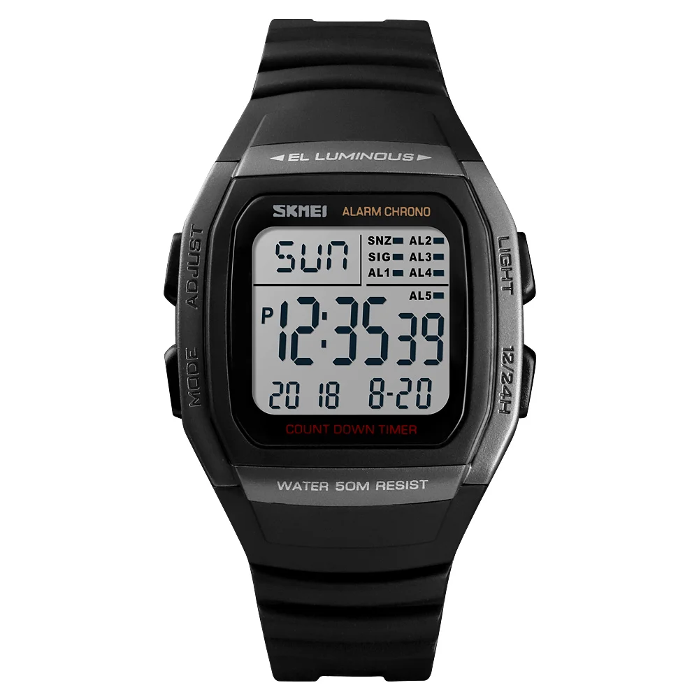 Titanium SKMEI, модные мужские часы, спортивные цифровые часы, водонепроницаемые, с будильником, мужские наручные электронные часы, мужские часы - Цвет: Titanium