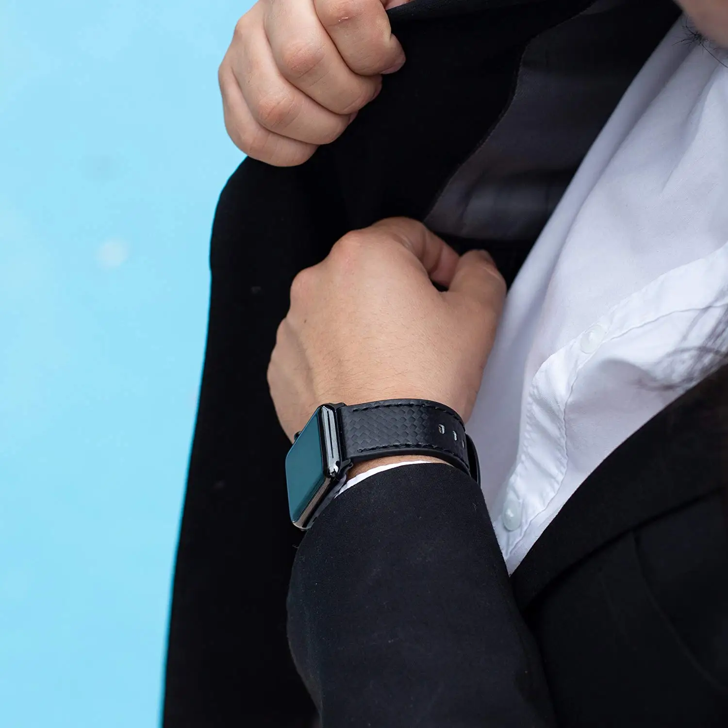 Роскошный ремешок для Apple watch 44 мм 40 мм iWatch 42 мм 38 мм углеродное волокно+ кожаный ремешок для часов Браслет Apple watch 5 4 3 2 1