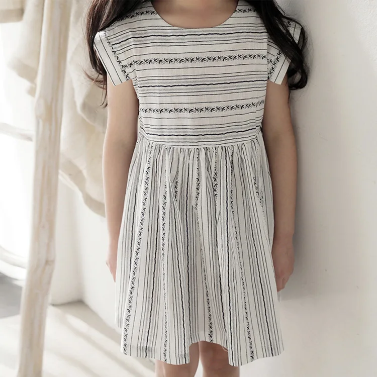 Летнее платье для девочек новинка 2020 детское в полоску принцессы хлопковые