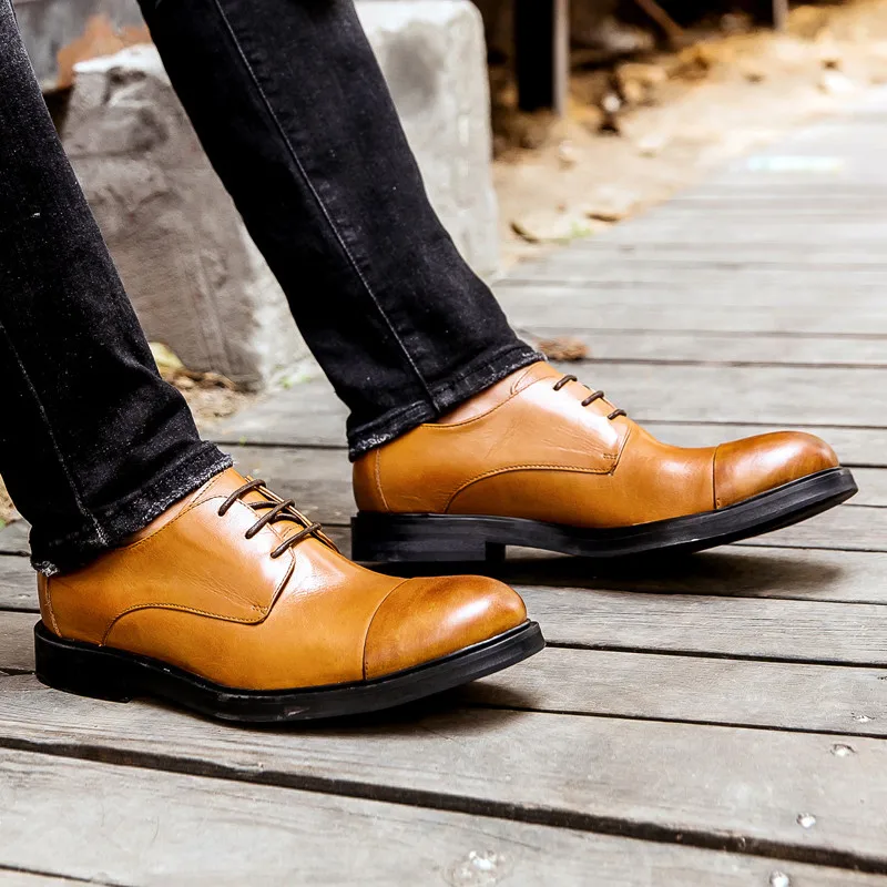 Классические элегантные мужские туфли из натуральной кожи в британском стиле