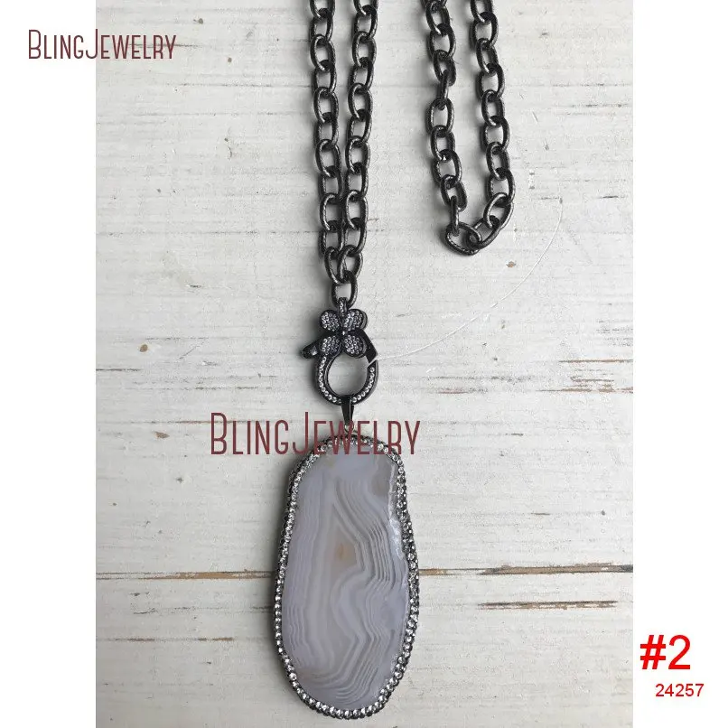 Pave Crystal Druzy Agates каменные подвески со стразами Gunmetal Цветочные застежки на