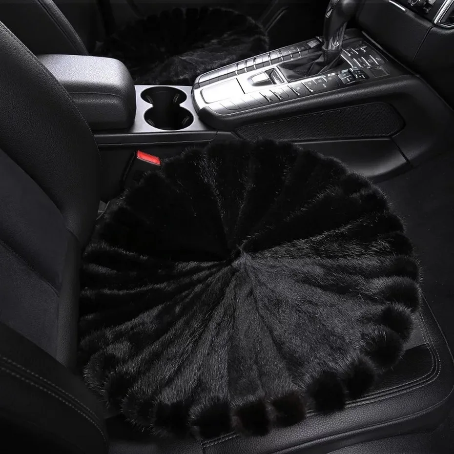Норки диван пол круглая подушка площадь ручной работы с натуральным мехом теплая подушка натуральный мех норки автомобиля подушки Роскошные - Цвет: black