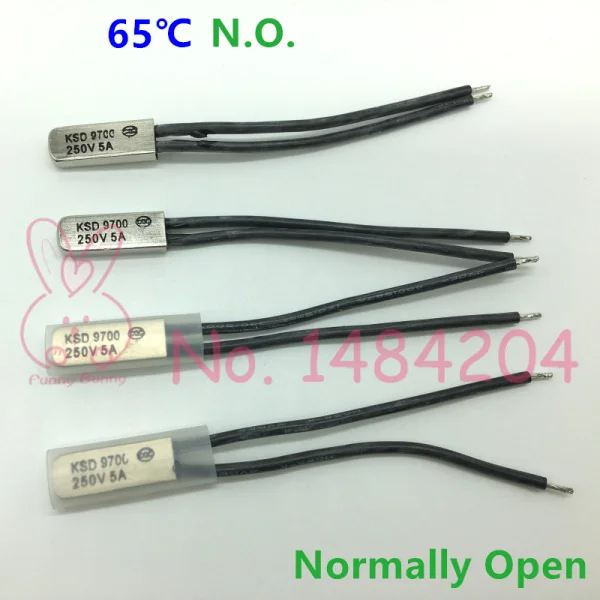 65C Тепловой протектор KSD9700 20 25 30 35 40 45 50~ 65 градусов Цельсия температурный переключатель 250V5A нормально открытый термостат N.O. 5 шт - Цвет: 65C