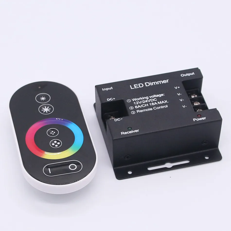 DC 12 24 V RGB светодиодный контроллер 6A/CH 3 канала RF 6 клавиш Черный сенсорный для SMD 5050