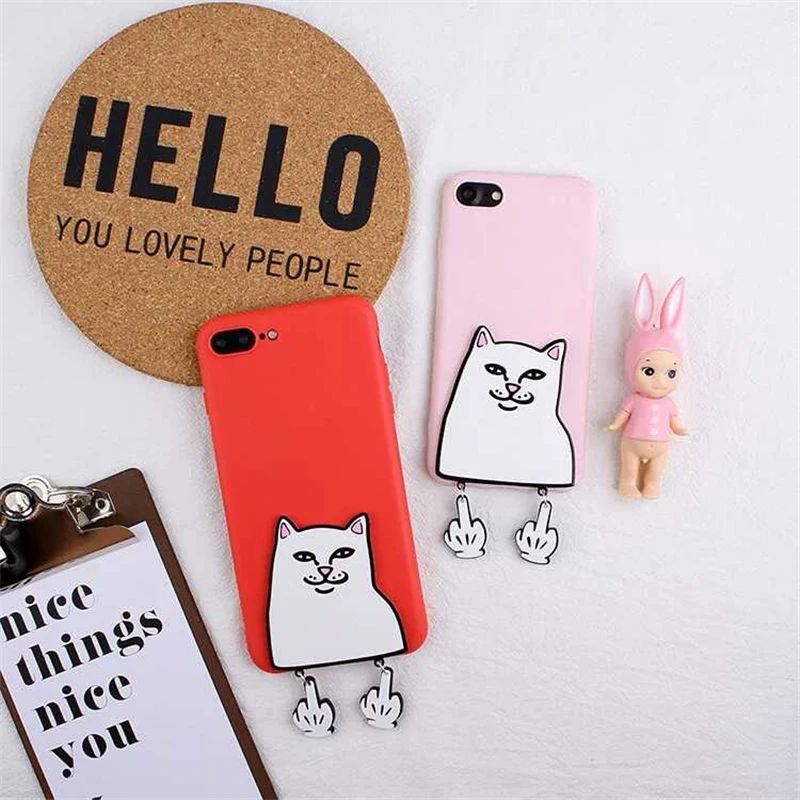 XINGYUANKE 3D Funny Cartoon Middle Finger Cat Phone Cover For Samsung Galaxy A3 2016 A310 Case Cute Silicone Coque Fundas |