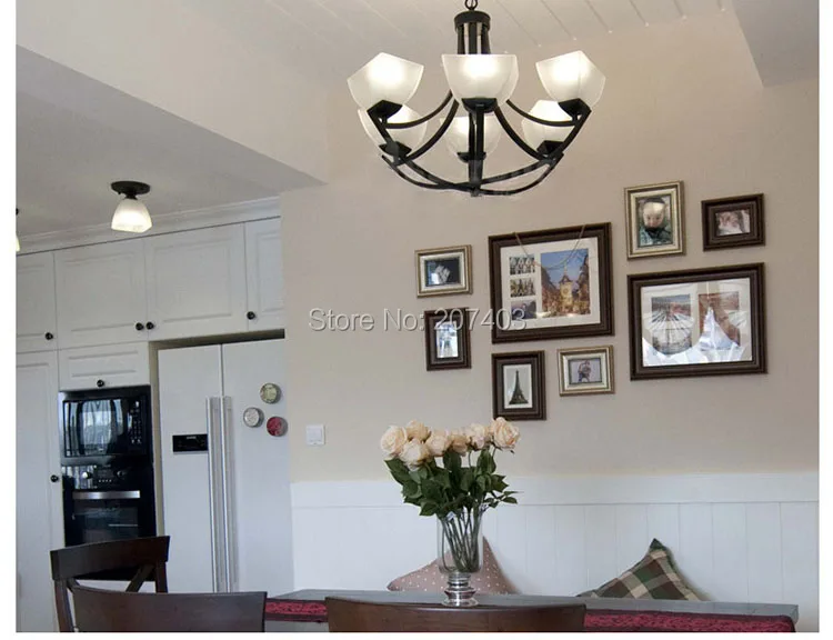Rustic wrought iron chandelier lighting European American retro living room Village Restaurant industrial droplight | Лампы и