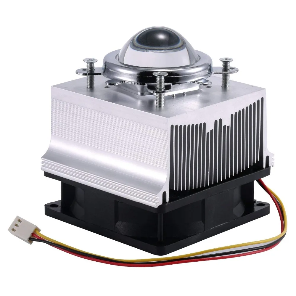 

Aluminum Heatsink Cooling Fan Set + 44mm Optical Glass Lens + Reflector Bracket for 20W - 50W LED 60 Degree or 30-120 Degree