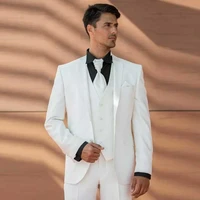 custom white satin men suits for wedding suits pants notched lapel groom tuxedo groomsmen blazers 3pieces slim terno masculino
