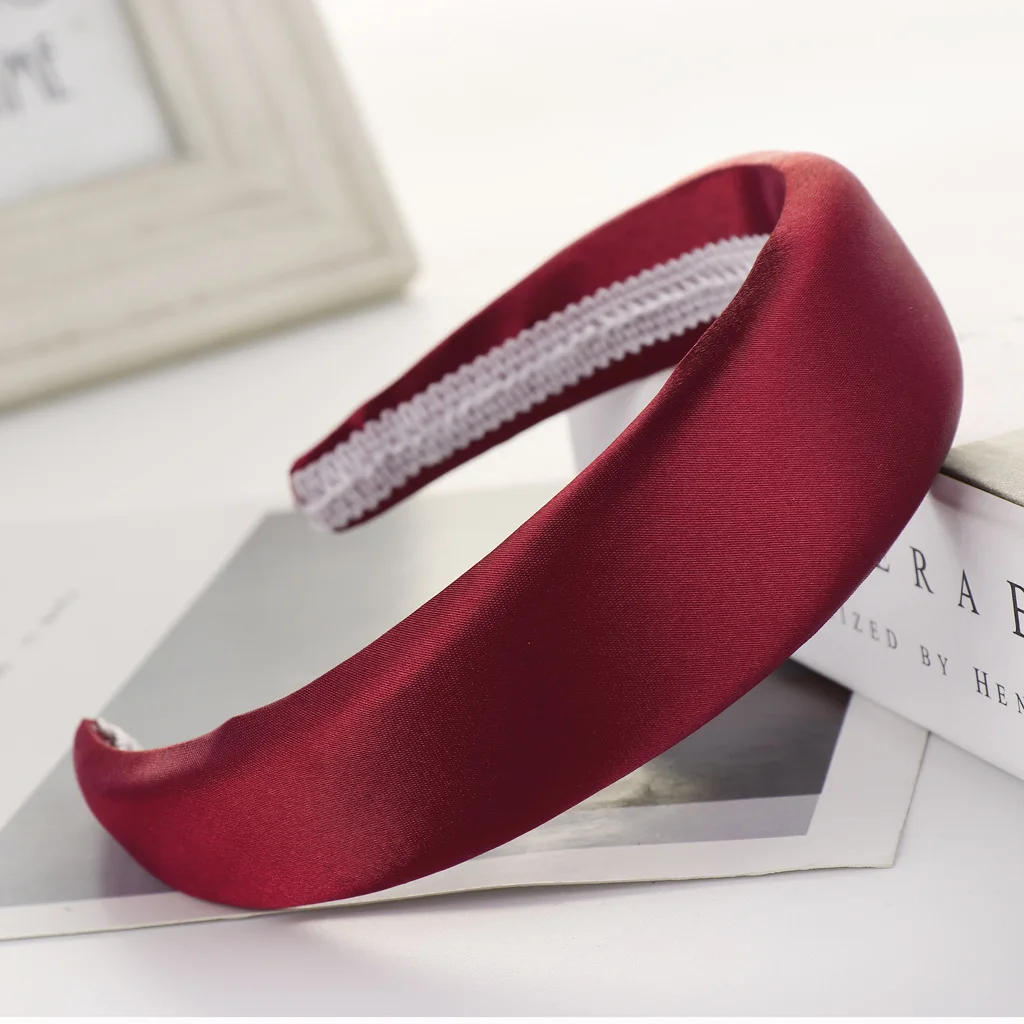 Женская модная губка для волос аксессуары сладкие девочки ободки 10 цветов головные уборы чистого цвета атласные ободки широкие головные обручи.