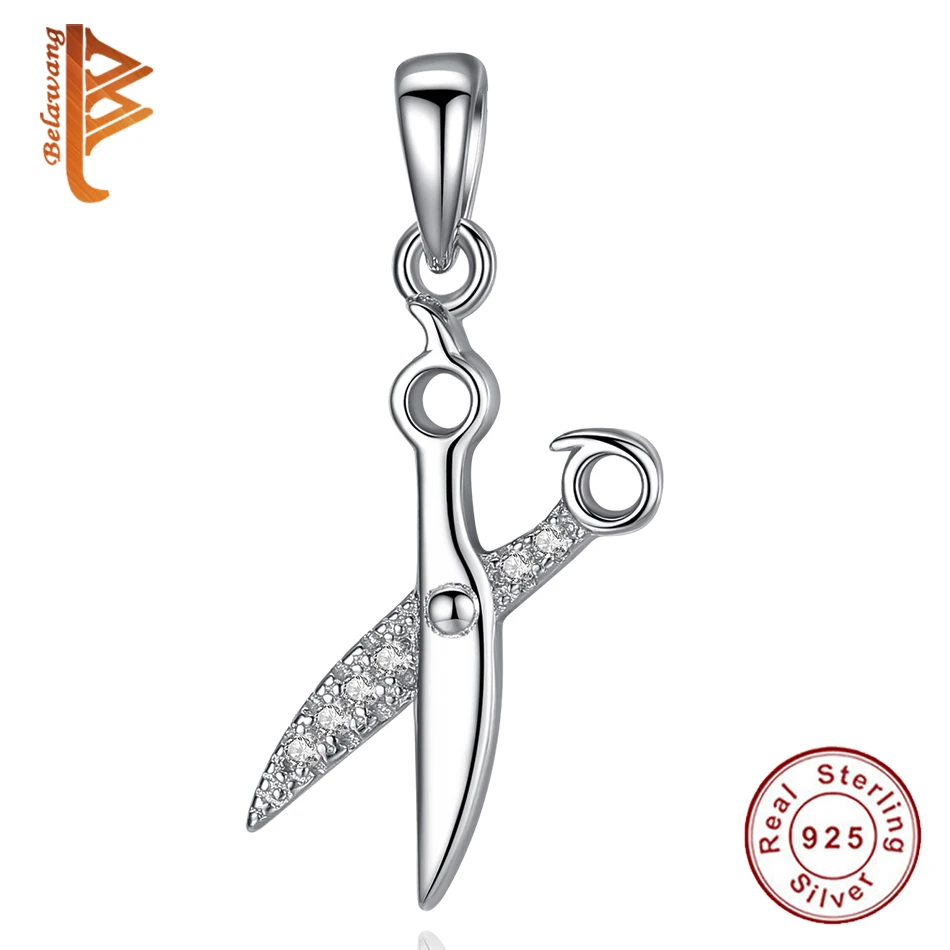 Фото Женское Ожерелье цепочка из серебра 925 пробы|silver scissors|real 925scissor pendant |