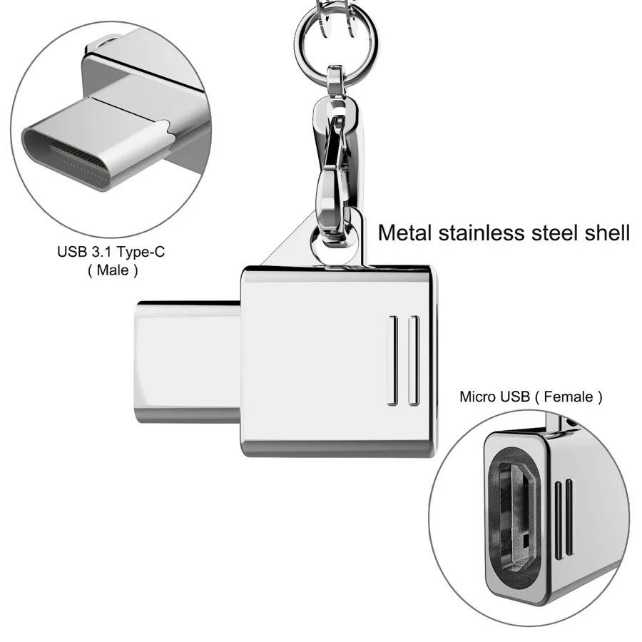 Металлический адаптер Robotsky USB Type C с Micro на 3 1 OTG конвертер для Xiaomi 4C Mi5 Samsung S8 Huawei P9 LG