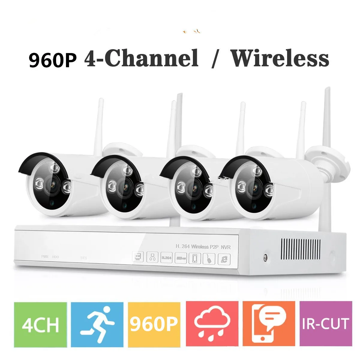 Plug and Play 960P Беспроводной NVR комплект видеонаблюдения P2P 1.3MP FULL HD ip камера с