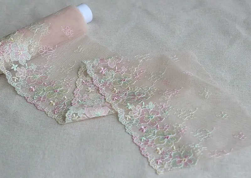 2yards/lot 6.7 дюймов в ширину вышитые эластичный стрейч тюль Кружево отделкой сетки