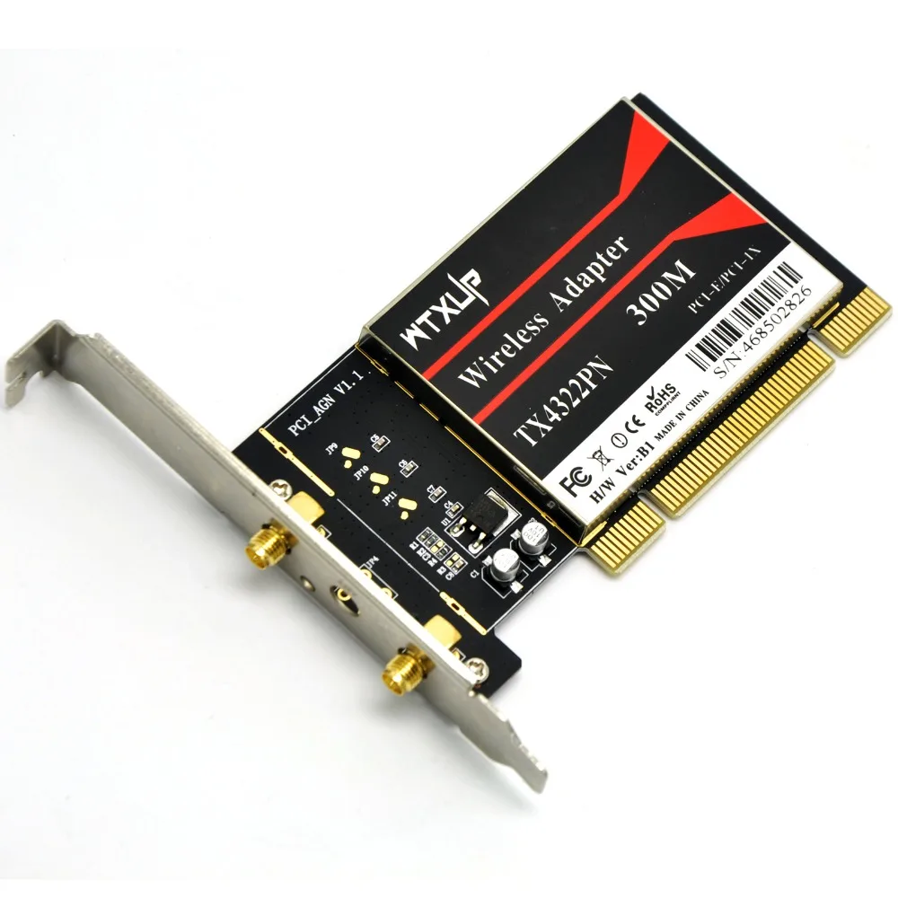 WTXUP Broadcom BCM4322 802.11n 300 Мбит/с Беспроводная PCI WLAN карта настольный WiFi адаптер для
