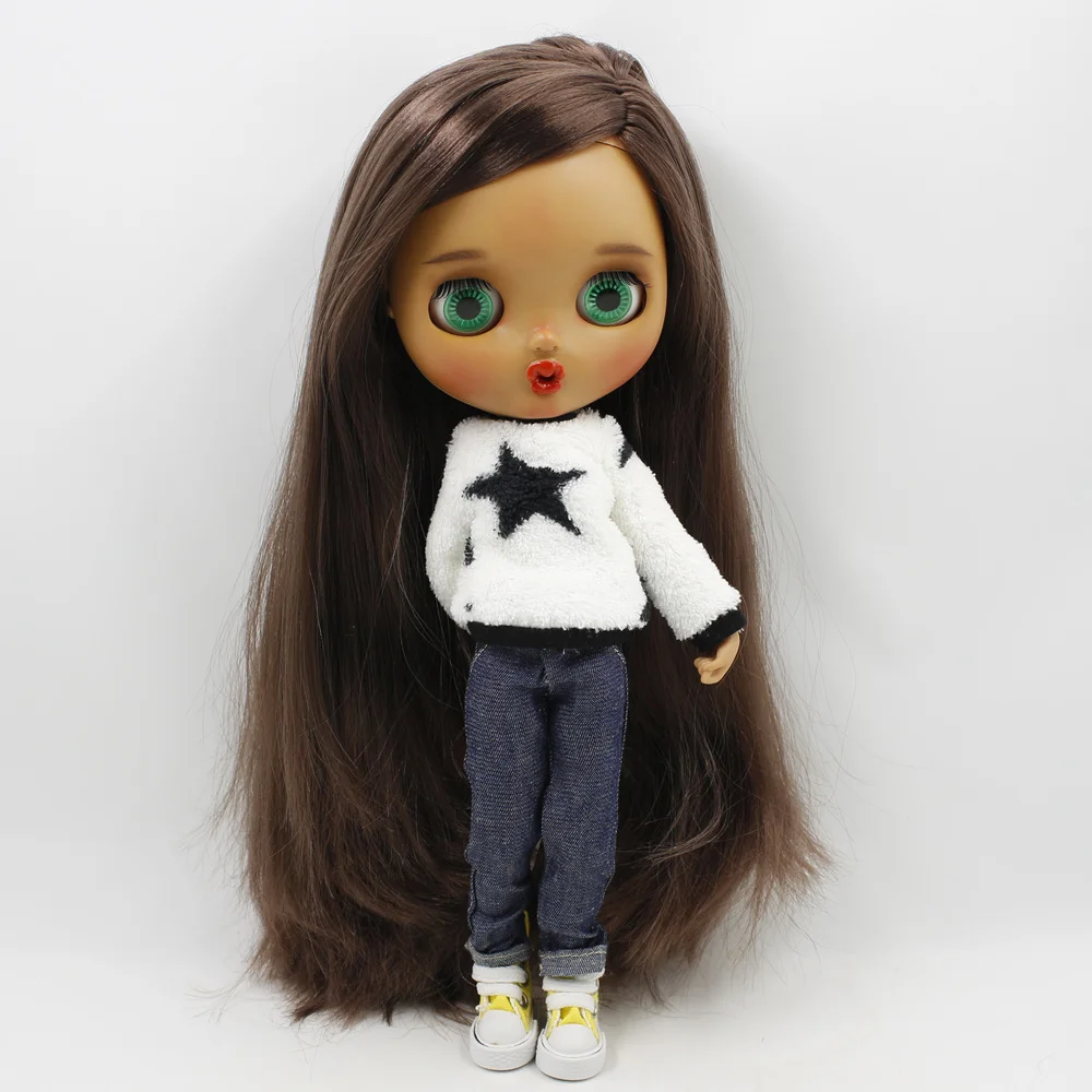 Наряды для куклы Blyth; комплект из джинсовых штанов со звездой; костюм со свитером для 1/6 года; azone BJD pullip licca