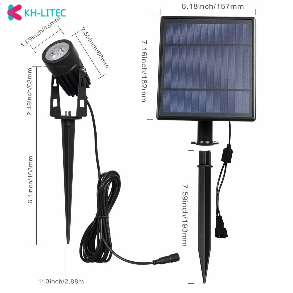 2W Solar Spotlights IP65 Waterproof Outdoor Solar Lights Landscape Lighting Wall Light 2 Green Dual Spot Headlamp For Garden