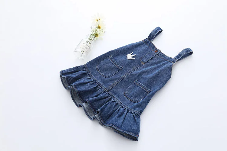 Детская одежда джинсовое платье для маленьких девочек Модный летний костюм