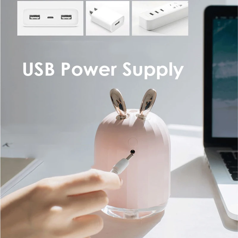 220 мл милый увлажнитель с лосем DC5V USB Белый олень/розовый кролик увлажнитель воздуха домашний офис Настольный диффузор подарок на Рождество и день рождения