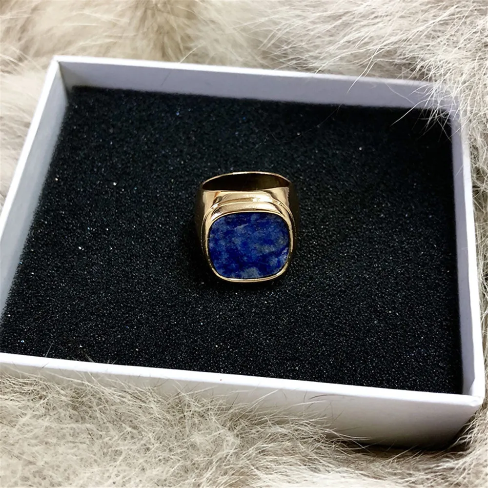 MLING Fashion Gold Alloy Ring Vintage Stone Geometric Circle Ring For Women