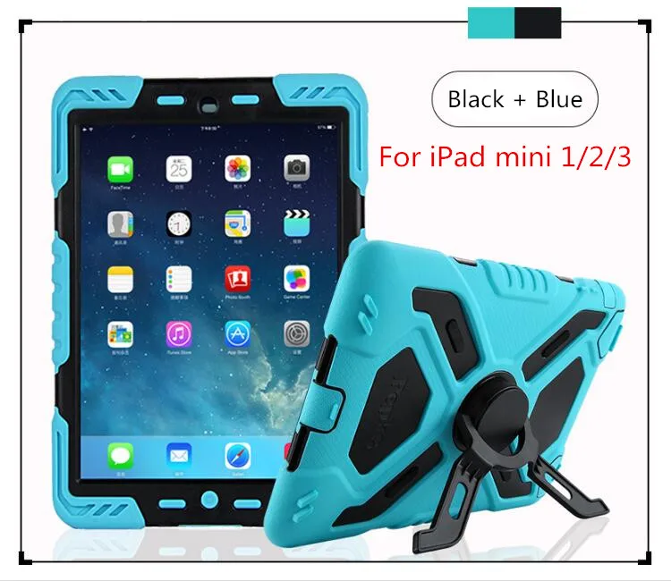 For mini 1 2 3 Blue Водонепроницаемый ударопрочный чехол для iPad mini 1 2 3 4, безопасный Чехол-подставка для iPad mini 4, сверхпрочный силиконовый чехол - Цвет: For mini 1 2 3 Blue