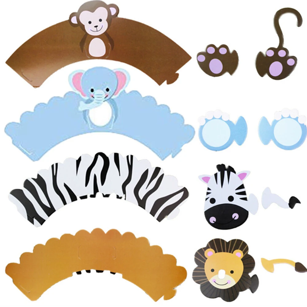24 шт мультфильм животных кекс обертки для кексов детей день рождения поставки