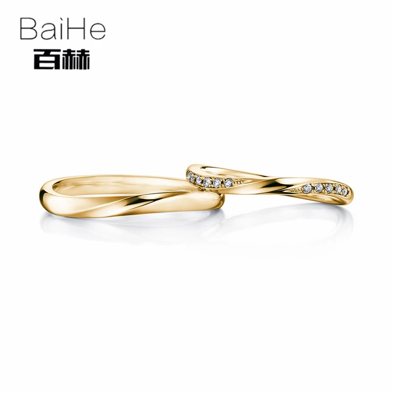 BAIHE однотонное 18K Белое Золото 0.04ct сертифицировано H/SI круглые 100% натуральные