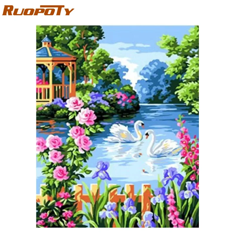 RUOPOTY рамка лошадь Сделай Сам краска по номерам животные Современная Настенная художественная картина акриловая краска по номерам набор для домашнего декора художественная работа - Цвет: 1571