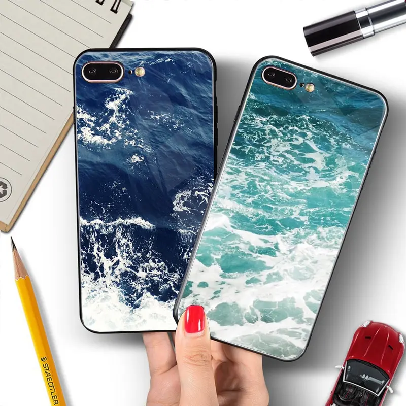Чехол для телефона с голубым океаном iPhone 7 8 6 6S plus X XS MAX Summer nature sea Blue Ocean стеклянный