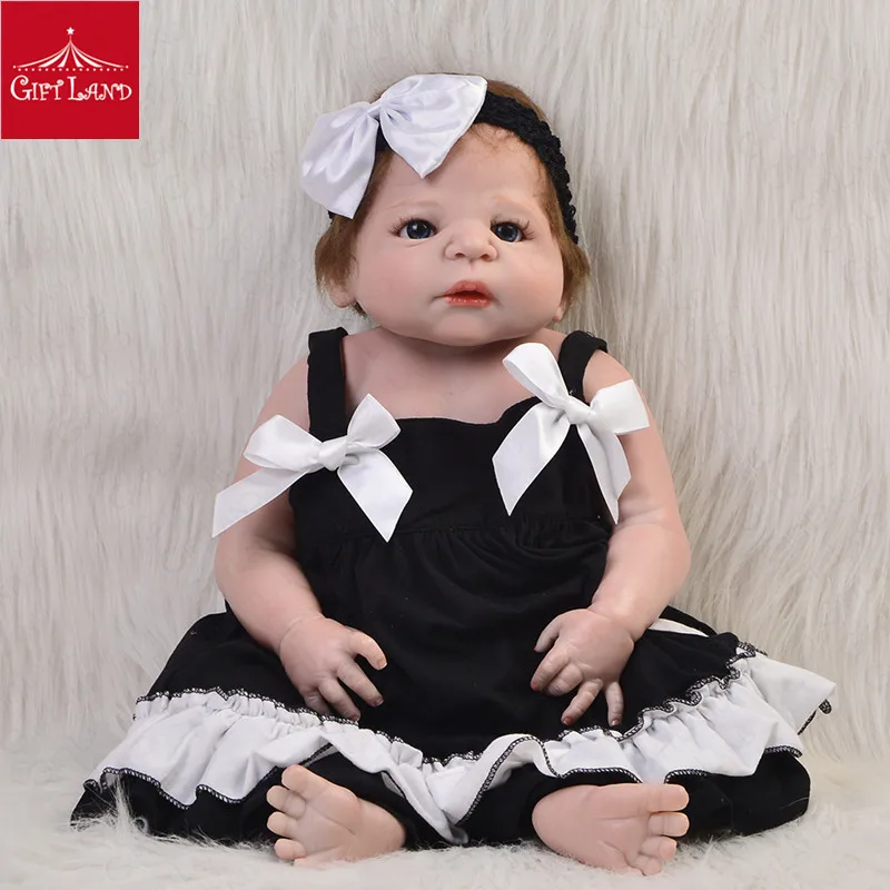 23 дюймов Reborn Baby Doll Bebe полная силиконовая кукла девочка игрушка Реалистичная