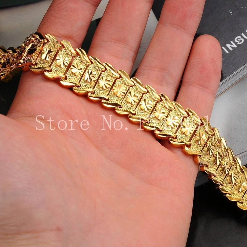Однотонный желтый золотой женский мужской браслет цепь на запястье 8 3 &quot 17 мм |