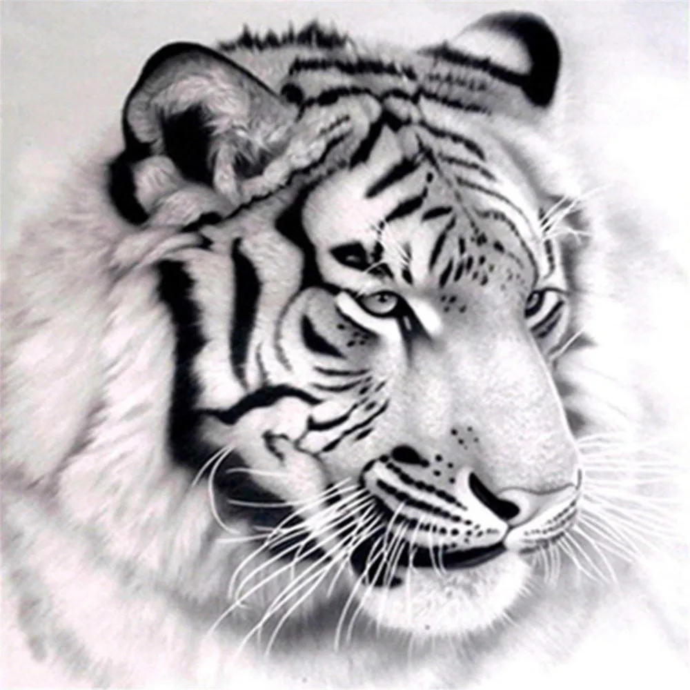 5D DIY Full Round Diamond Paintings Cross Stitch Animal Kits Aggressive Tigers Embroidery Art Rhinestones Decoration Home | Дом и сад
