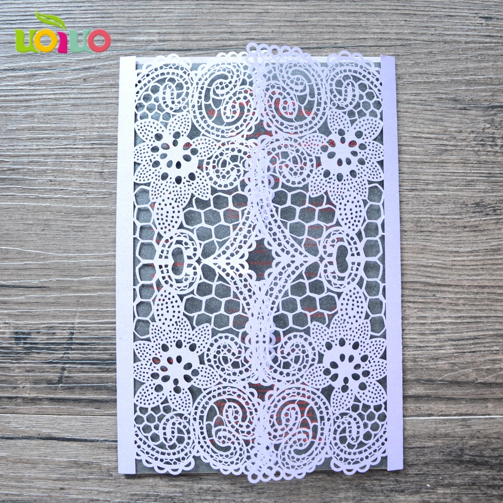 Милые белые кружевные свадебные украшения пригласительные открытки с конвертом