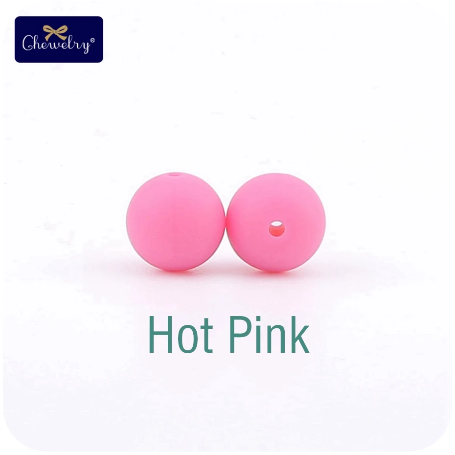 Hot Pink 30 шт пищевого качества силиконовые бусины 12 мм жемчужные силиконовые бусины Детские игрушки DIY детские Прорезывания Зубов Ожерелье без БФА соска цепь аксессуары - Цвет: Hot Pink