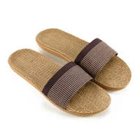 2019 summer men flax flip flop canvas linen non slip designer flat sandals home slippers man fashion slides casual straw shoe