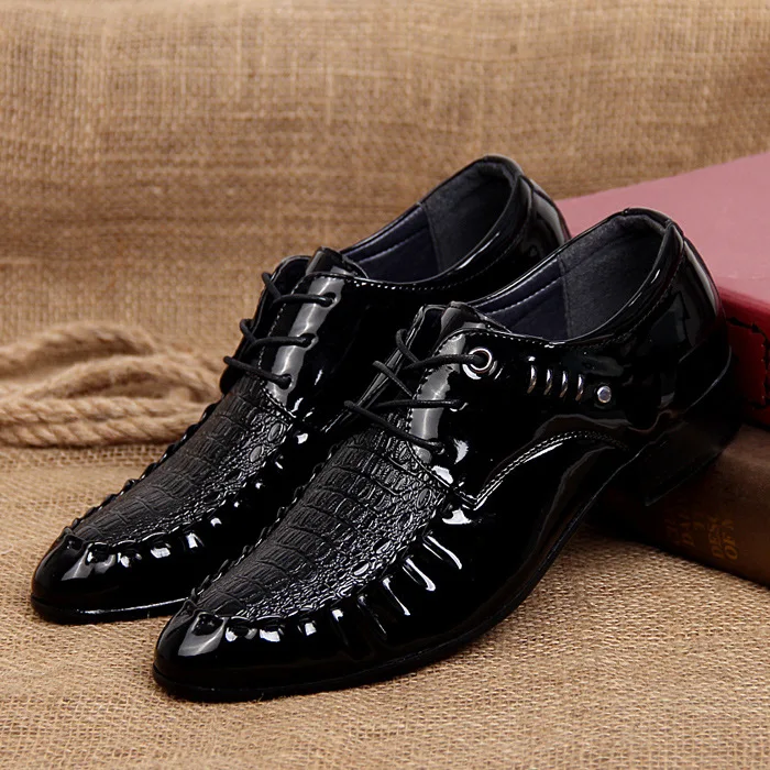 2018 New breathable lace-up Casual Men Loafers Autumn Mens Shoes Leather Men's Flats business casual Shoe patent leather | Обувь