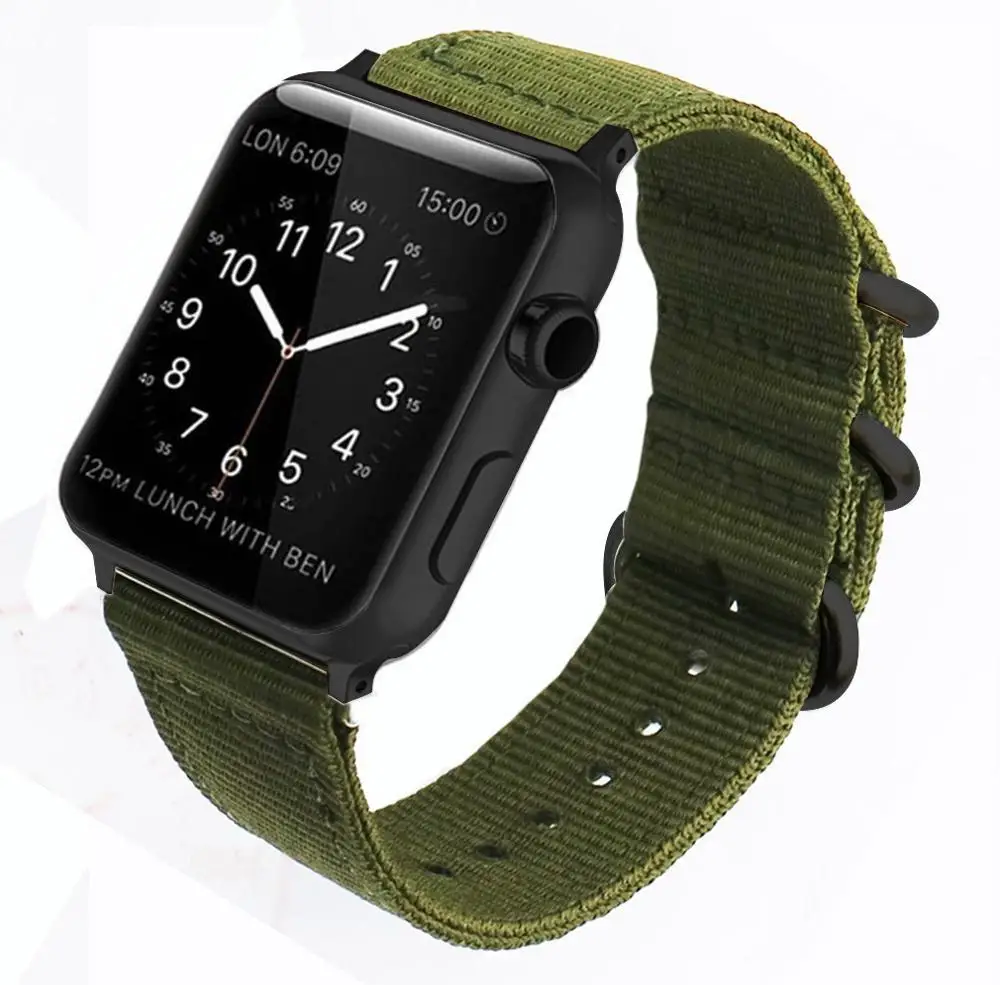 Army Green Ремешок nato для apple watch band apple watch 5 4 3 44 мм 40 мм iwatch band 42 мм 38 мм correa ремешок для часов браслет аксессуары для часов 2/1 - Цвет ремешка: Army Green