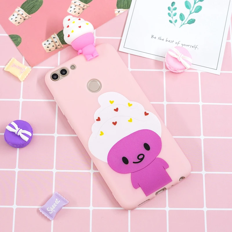 sFor Coque Huawei P Smart Case 3D Cartoon Cat Panda Soft Silicon TPU Back Cover Etui For Enjoy 7S 7 S Huwawei Psmart |