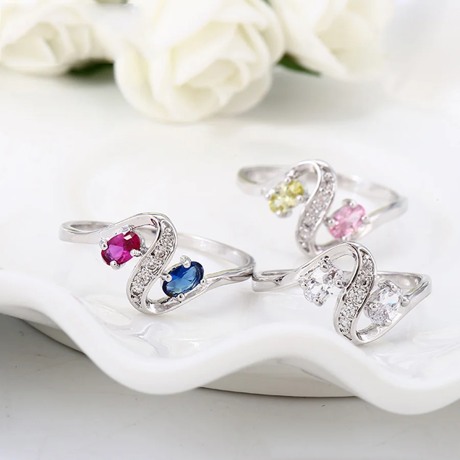 Многоцветный роскошные CZ каменные кольца для женщин винтаж обручальное кольцо