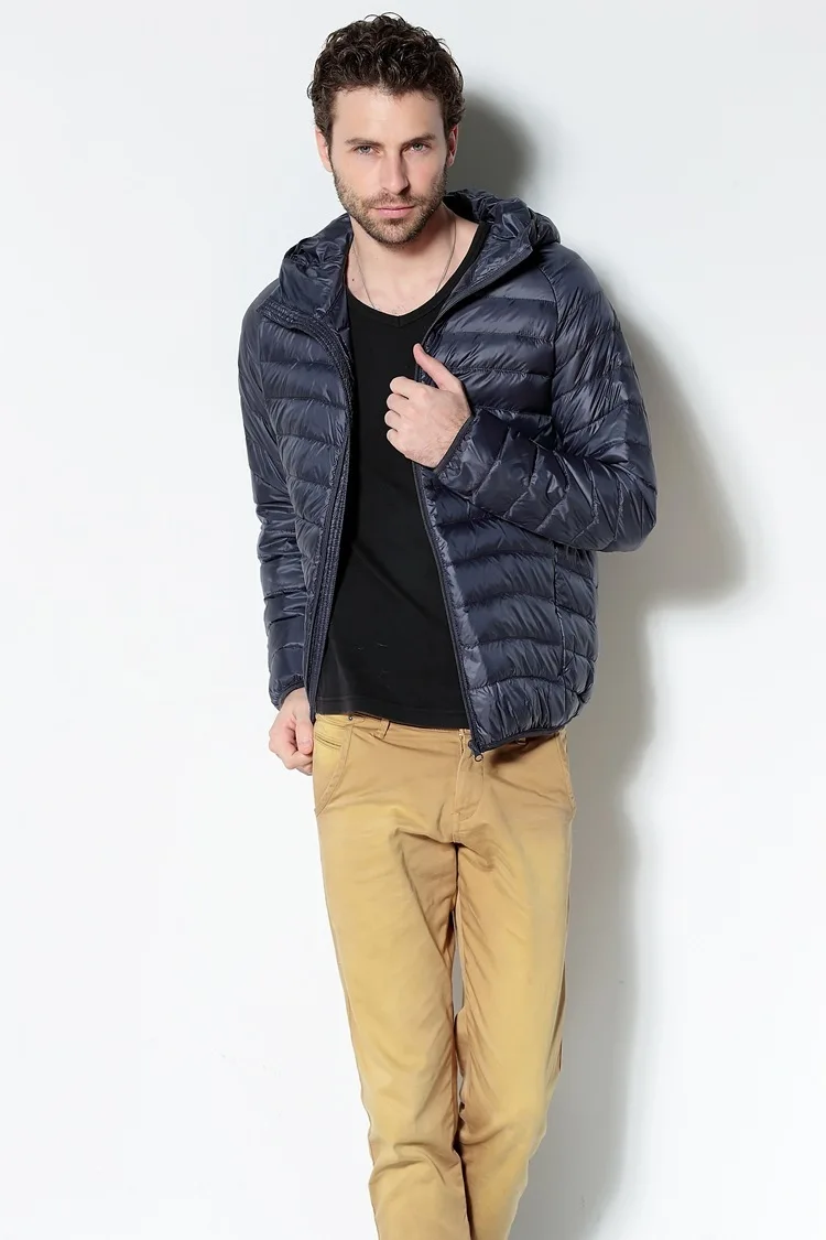 

Men White Duck Down Jacket New Portable Hooded Down Coat Ultralight Men Winter Coat Warm Thermal Down Parkas Plus Size 6XL 2021