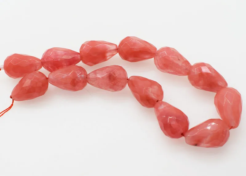 

13pieces loose beads watermelon quartz drop faceted 20*30mm nature FPPJ wholesale DIY for making
