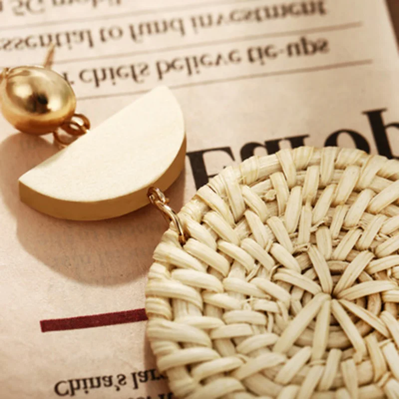 Meiruby большие Ротанговые уникальные серьги 2019 круглые геометрические для женщин