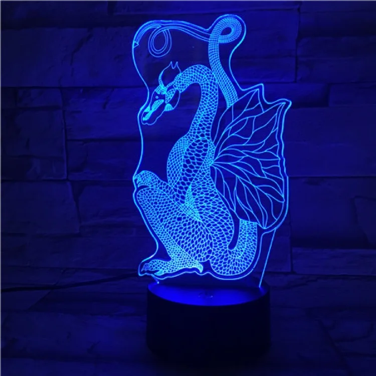 Мультяшный Динозавр Дракон 3D лампа светильник свет s LED USB настроение настольное